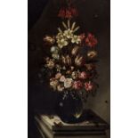 Jan Baptist Fornenburgh (Antwerp 1585-1648/9 The Hague) A still life of lilies, tulips, roses an...