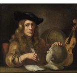 Sir Godfrey Kneller (L&#252;beck 1646-1723 London) Self portrait of the artist in his studio