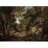 Attributed to Jan Frans van Bloemen, called Orizzonte (Antwerp 1662-1749 Rome) A wooded landscap...