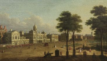 English Follower of Antonio Canal, called il Canaletto, 18th Century View of Horse Guards Parade...