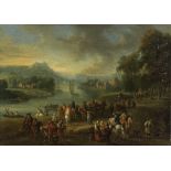 Theobald Michau (Tournai 1676-1765 Antwerp) A river landscape with figures and horses on a path