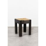 MARCEL-LOUIS BAUGNIET (1896-1995) Tabouret en bois noirci avec assise en rotinVers 1927Kruk, gez...