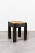 MARCEL-LOUIS BAUGNIET (1896-1995) Tabouret en bois noirci avec assise en rotinVers 1927Kruk, gez...
