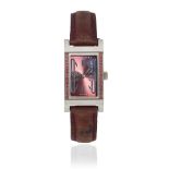 Bulgari. A lady's stainless steel and pink gem set quartz wristwatch Rettangolo, Ref: RT 39 S, ...