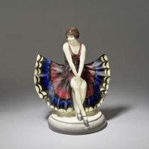 JOSEF LORENZL (AUSTRIAN, 1892-1950) FOR GOLDSCHEIDER Seated 'butterfly girl' figural sculpture, ...