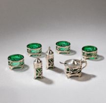 WILLIAM DAVENPORT Art Nouveau cruet set, 1904