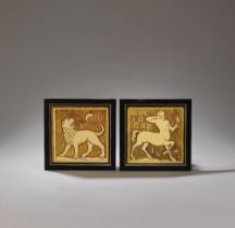 WILLIAM BURGES (BRITISH, 1828-1881) FOR W.B. SIMPSON & SONS Two 'Zodiac' tiles, late 19th Century