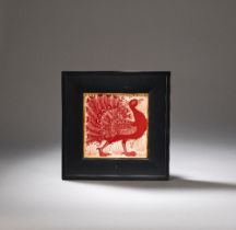 WILLIAM DE MORGAN (BRITISH, 1839-1917) 'Strutting peacock (Omnia Vanitas)' tile, circa 1880