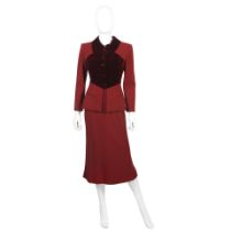 Valentino Couture: a Claret Wool and Velvet Skirt Suit Autumn/Winter 2006 (includes copy of orig...