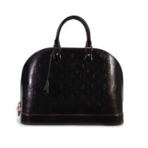Louis Vuitton: an Amarante Monogram Vernis Leather Alma MM 2009 (includes padlock, keys, cloche ...