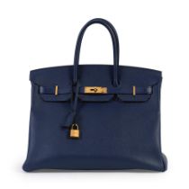 Hermès: a Bleu Saphir Epsom Leather Birkin 35 2016 (includes padlock, keys, cloche and dust...