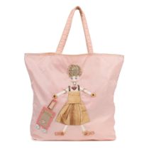 Prada: a Pale Pink Robot Dolly Embroidered Tessuto Tote 2000s