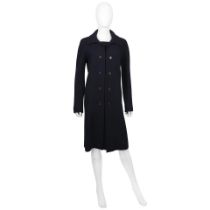 Christian Dior: a Bleu Fonce Virgin Wool Double Breasted Coat (includes dust jacket)
