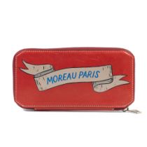 Moreau: a Painted Red Leather Long Zip Wallet