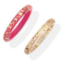 Louis Vuitton: Two Monogram Resin Inclusion Bangles (include dust bags and box)