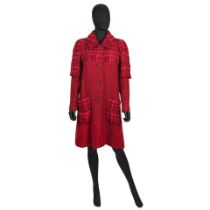 Karl Lagerfeld for Chanel: a Red Lesage Tweed Long Coat Autumn 2016 (includes dust jacket)