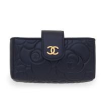 Karl Lagerfeld for Chanel: a Blue Lambskin Camellia Purse 2013-14 (includes serial sticker, auth...