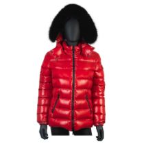 Moncler: a Red Badyfur Short Down Jacket