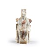 An Attic terracotta enthroned goddess