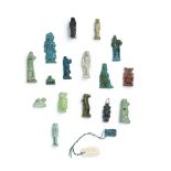 Seventeen small Egyptian faience amulets of gods and animals 17