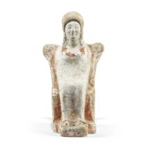 An Attic terracotta enthroned goddess