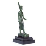 An Egyptian bronze figure of Neith with invocation text on the base