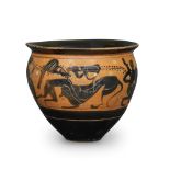 An Attic black-figure mastoid cup of Herakles fighting the Nemean lion