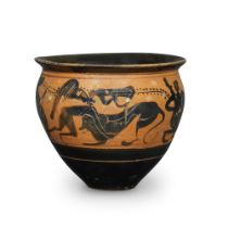 An Attic black-figure mastoid cup of Herakles fighting the Nemean lion