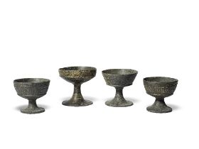 Four Etruscan bucchero ware chalices 4