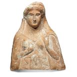 A large Rhodian terracotta female protome