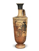 An Attic black-figure chimney lekythos with Medea and King Pelias