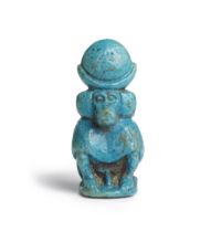 An Egyptian turquoise faience amulet of Thoth as a baboon