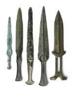 Three Luristan bronze daggers and two Central Asian bronze daggers 5