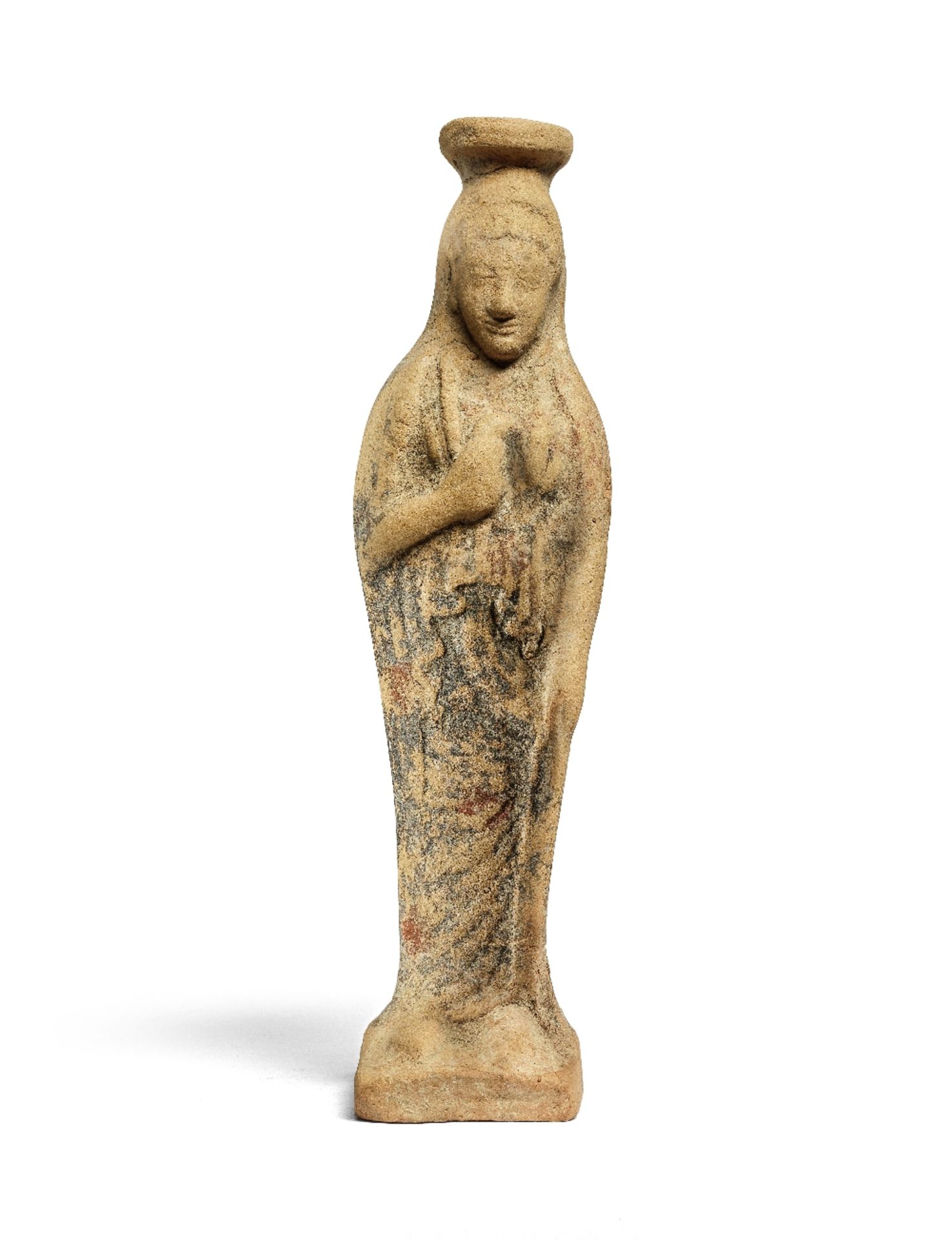 An East Greek plastic alabastron of a female figure