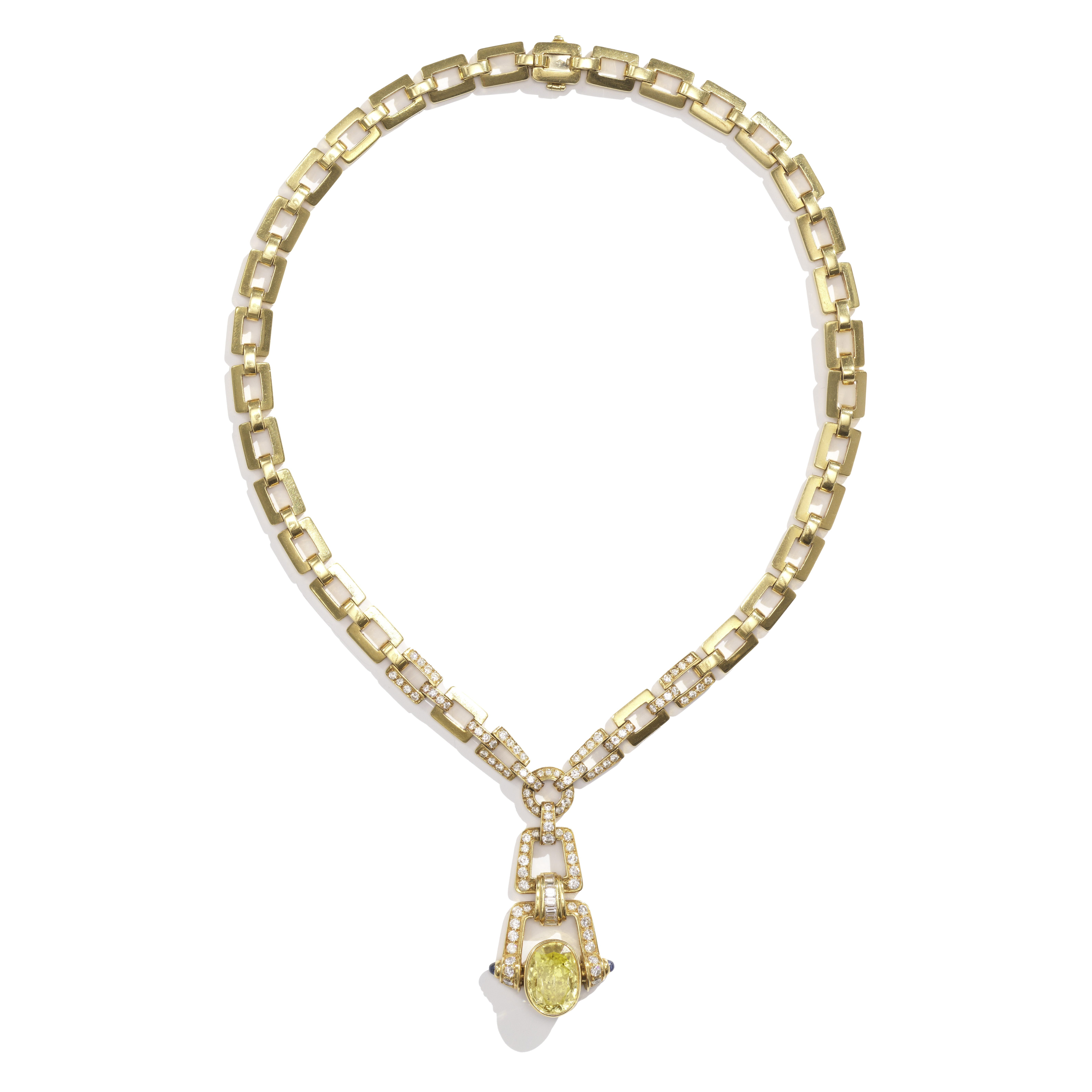 CARTIER: YELLOW SAPPHIRE, SAPPHIRE AND DIAMOND NECKLACE