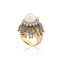 PEARL AND DIAMOND RING,