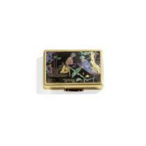 CARTIER: ART DECO LAQUE BURGAUT&#201; AND GEM-SET CASE, CIRCA 1925