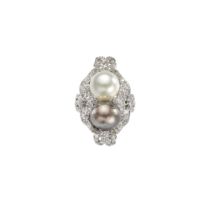NATURAL PEARL AND DIAMOND PLAQUE RING, CIRCA 1905