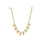 FARAONE: GEM-SET AND DIAMOND FRINGE NECKLACE, BRACELET AND EARRING SUITE (3)