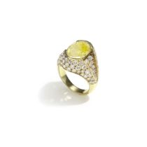 CARTIER: YELLOW SAPPHIRE AND DIAMOND RING