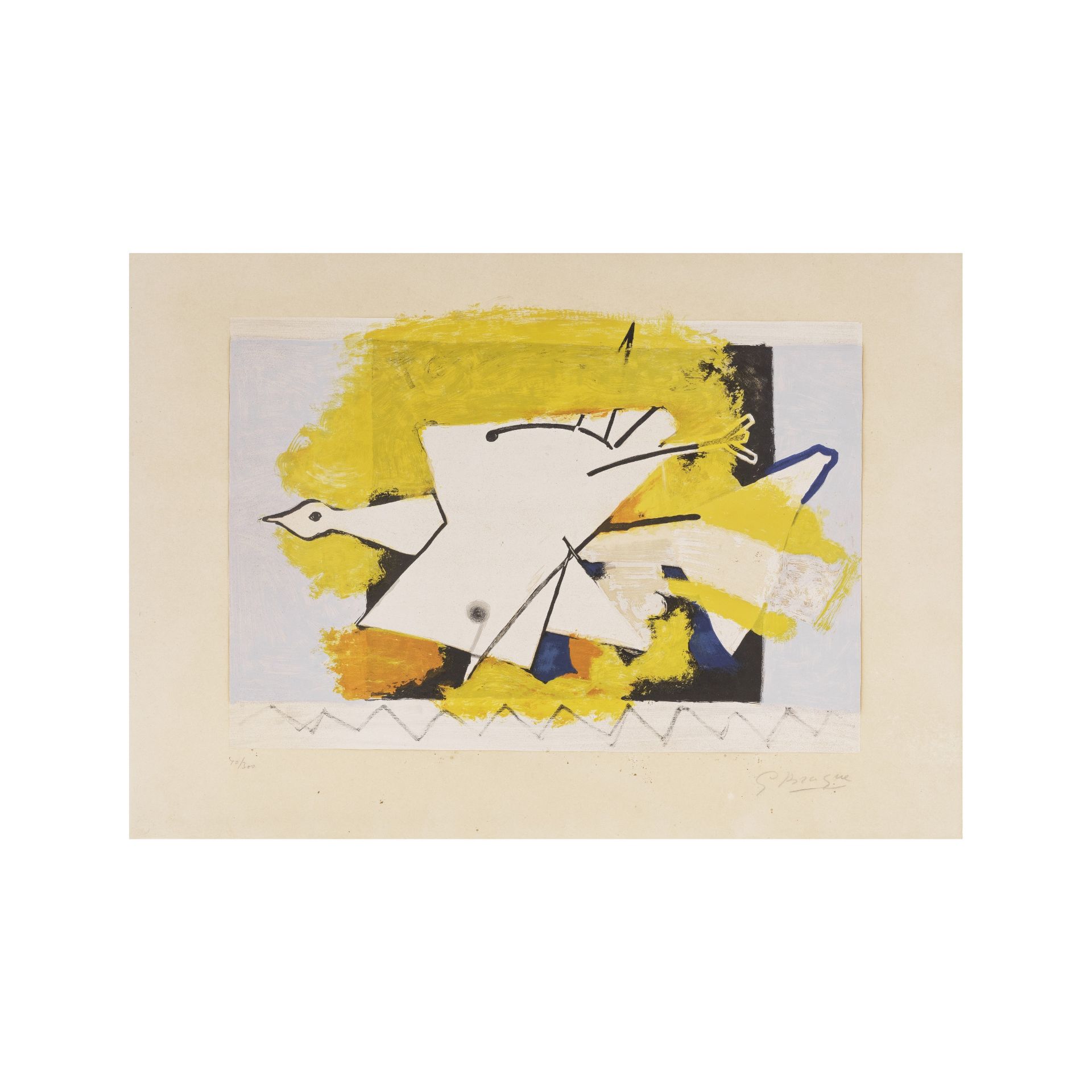 D'APRES GEORGES BRAQUE (1882-1963) L'oiseau jaune, 1959 (Maeght, 1031)Lithographie en couleurs s...