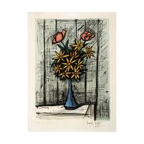 BERNARD BUFFET (1928-1999) Bouquet de marguerites aux deux roses, 1981 (Sorlier, 359)Lithographi...