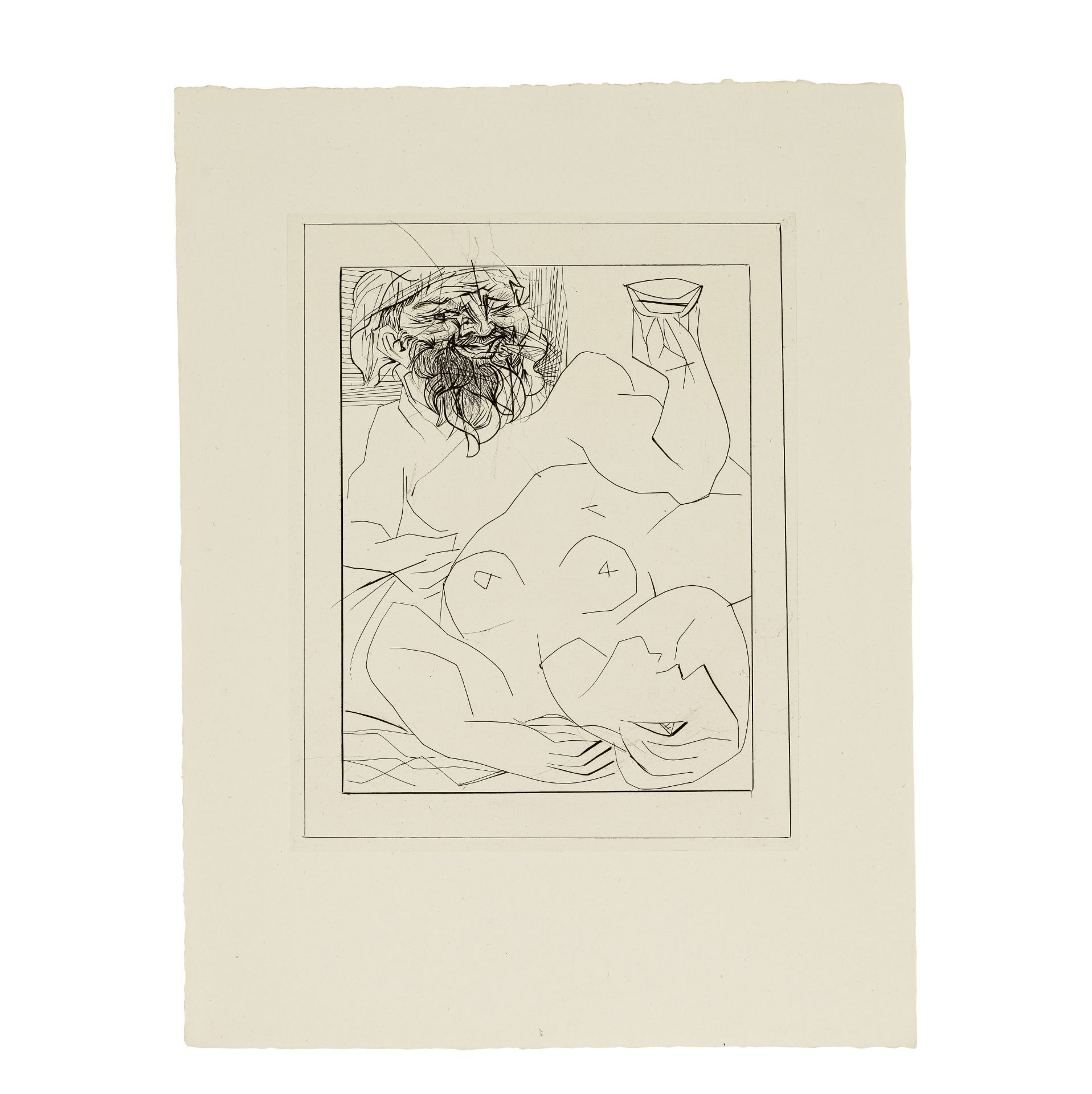 PABLO PICASSO (1881-1973) Bacchus et Femme nue &#233;tendue, 1934 (Bloch, 284; Baer, 432)Eau for...