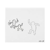 D'APRES KEITH HARING (1958-1990) Sesame Street Break-Dancers animation drawing, 1987 S&#233;rig...