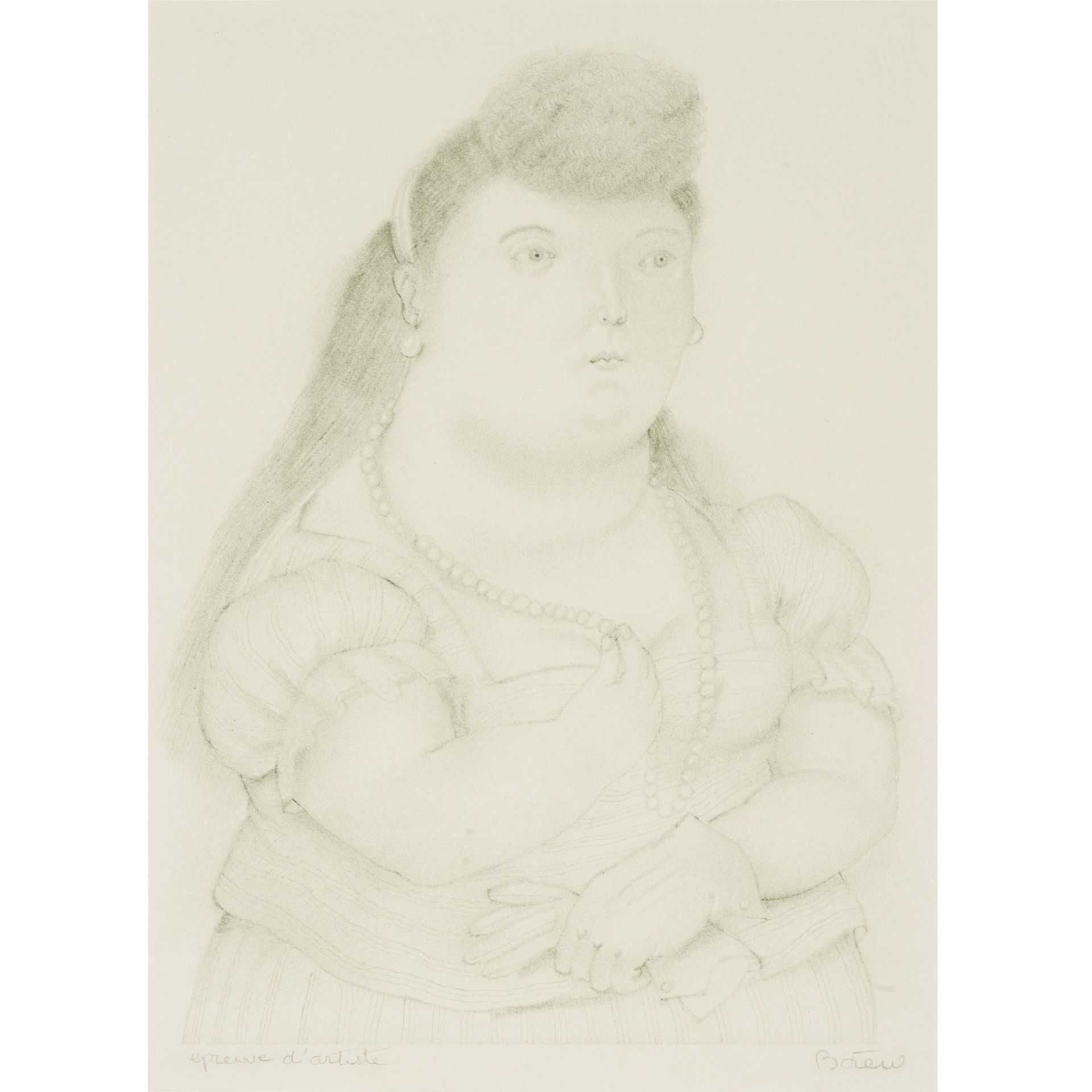FERNANDO BOTERO (1932-2023) Mujer con collar de perlas, 1980 Lithographie sur papier v&#233;linS...
