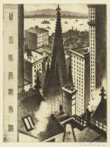 Christopher Richard Wynne Nevinson A.R.A. (British, 1889-1946) The Temples of New York Drypoint,...