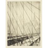 Christopher Richard Wynne Nevinson A.R.A. (British, 1889-1946) Looking through Brooklyn Bridge D...