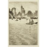 Christopher Richard Wynne Nevinson A.R.A. (British, 1889-1946) From the Ferry, New York Drypoint...