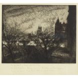 Christopher Richard Wynne Nevinson A.R.A. (British, 1889-1946) Westminster from the Savage Club,...