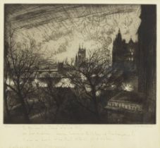 Christopher Richard Wynne Nevinson A.R.A. (British, 1889-1946) Westminster from the Savage Club,...